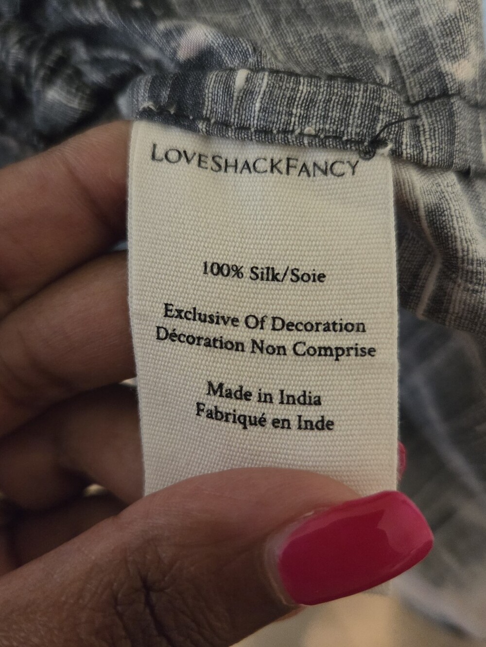 LoveShackFancy Women's Black Floral Smocked 100% Silk Boho Mini Dress Sz L - Picture 13 of 13